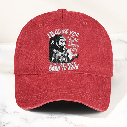 Bruce Springsteen Born to Run Lyrics Denim Cap – Retro Rock Music Fan Cap (With Box)