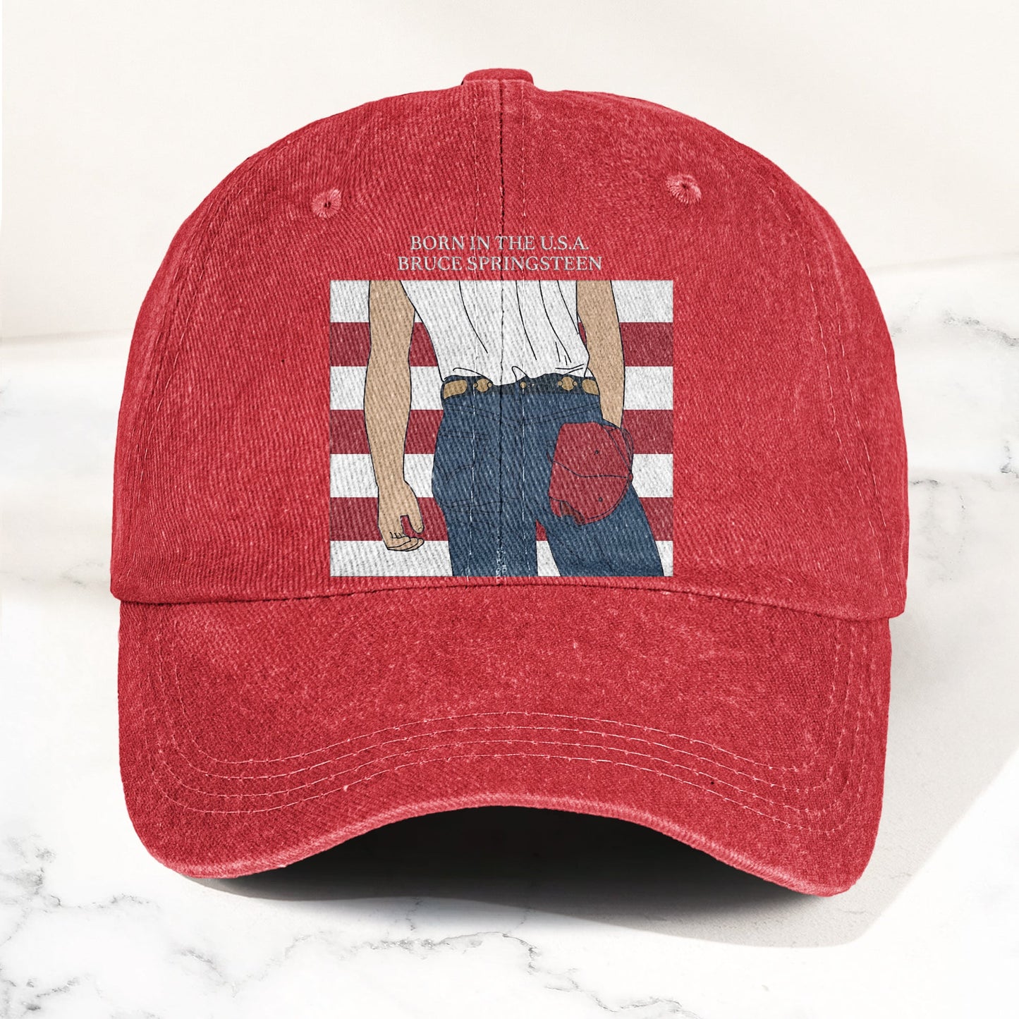Born in the U.S.A  Bruce Springsteen Denim Cap – Retro Music Fan Merch Cap Gift For Dad (With Box)