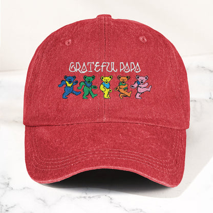 Grateful Papa Dancing Bears Denim Cap – Vintage Music Grateful Dead Merch Gift for Dad (With Box)