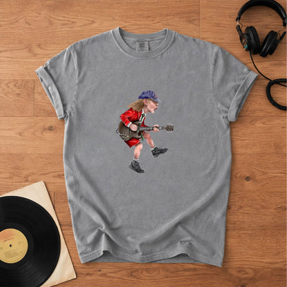 Angus Young Ripping On His Guitar Comfort Tee – Classic Music Graphic Shirt