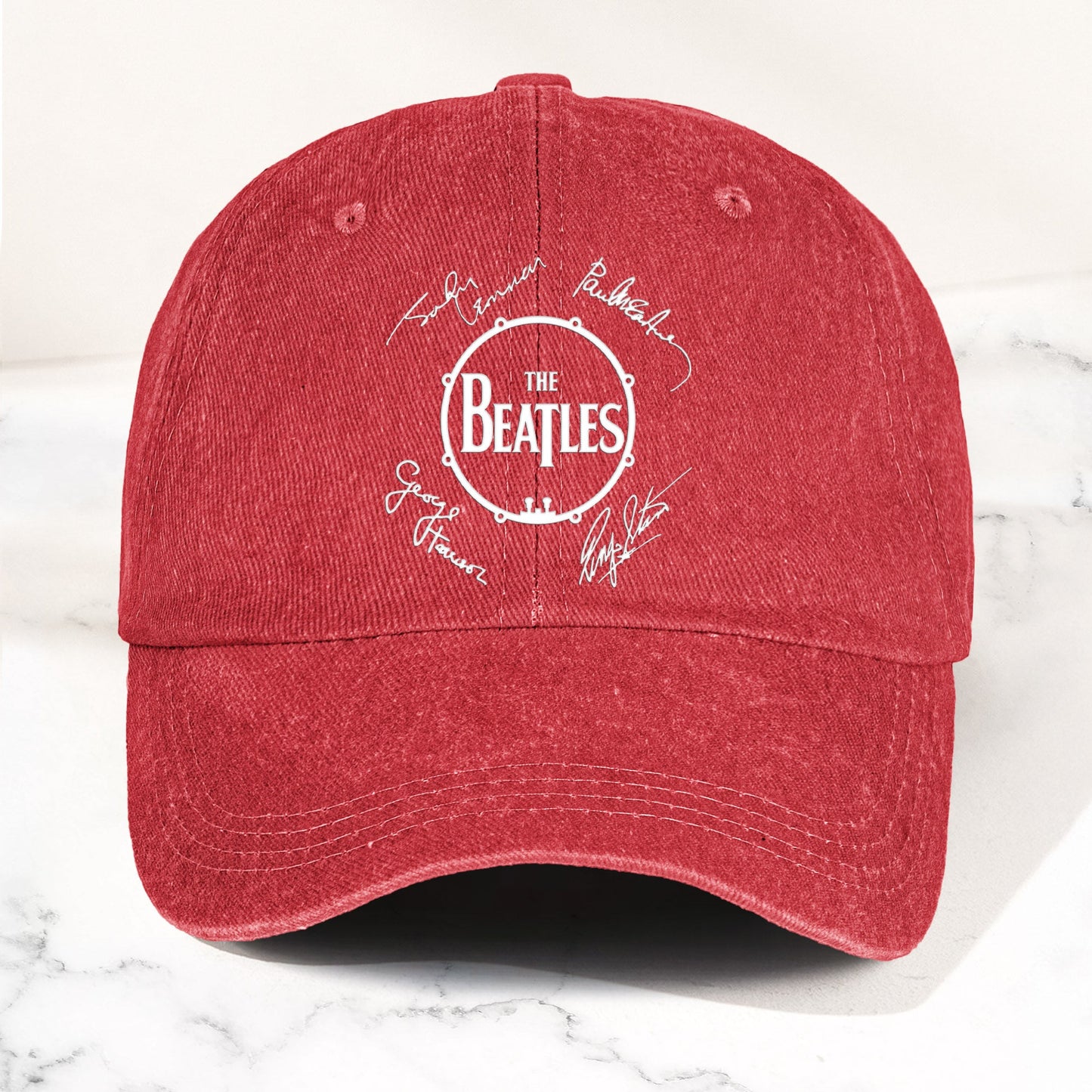 The Beatles Denim Dad Cap – Classic Drum Logo Signature Design ( With BOX)