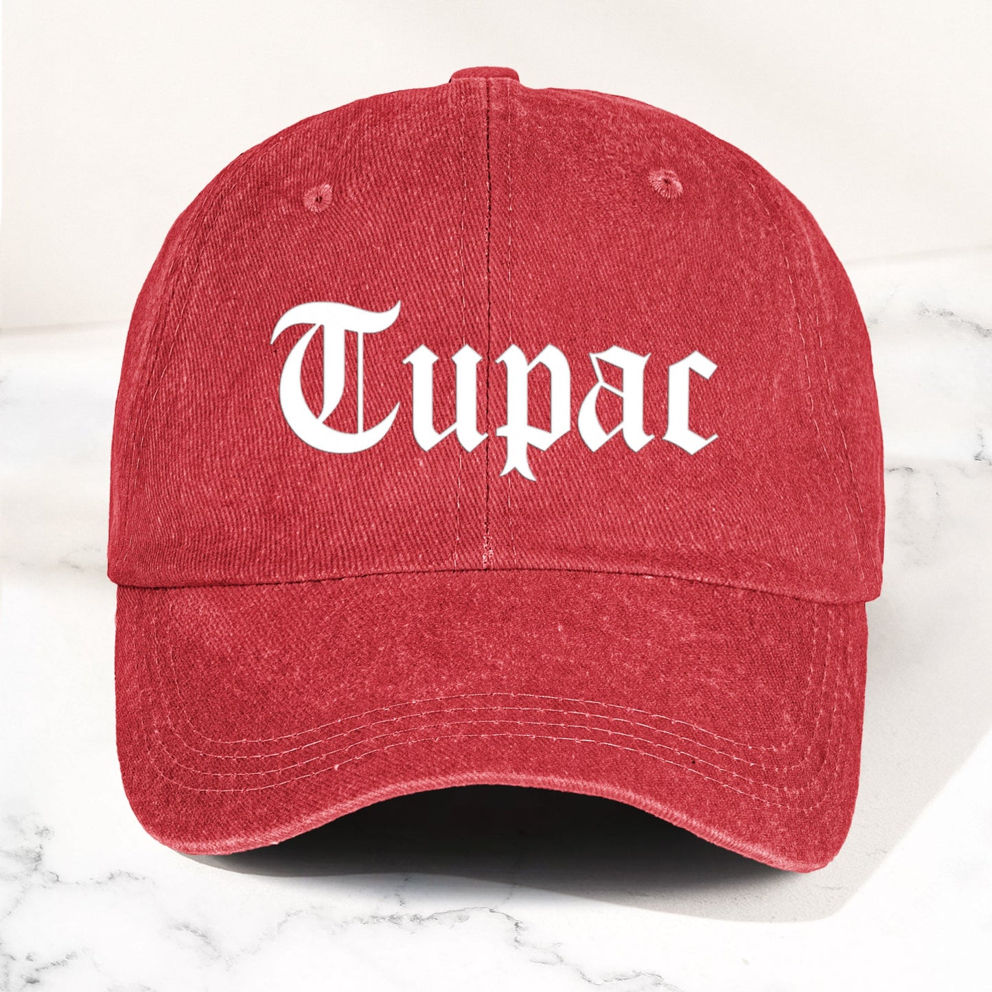 2Pac Denim Dad Cap – Classic Old English Logo Design ( With BOX)