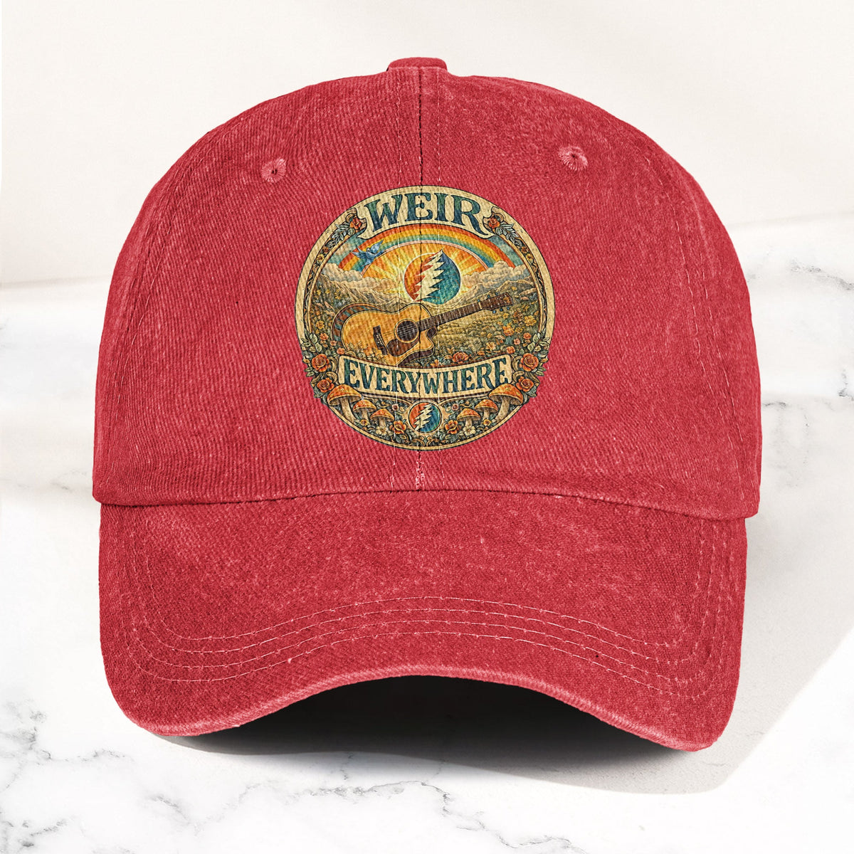 Grateful Dead Bob Weir Everywhere Acoustic Guitar Denim Cap – Retro Vintage Dad Cap Gift For Dad (With Box)