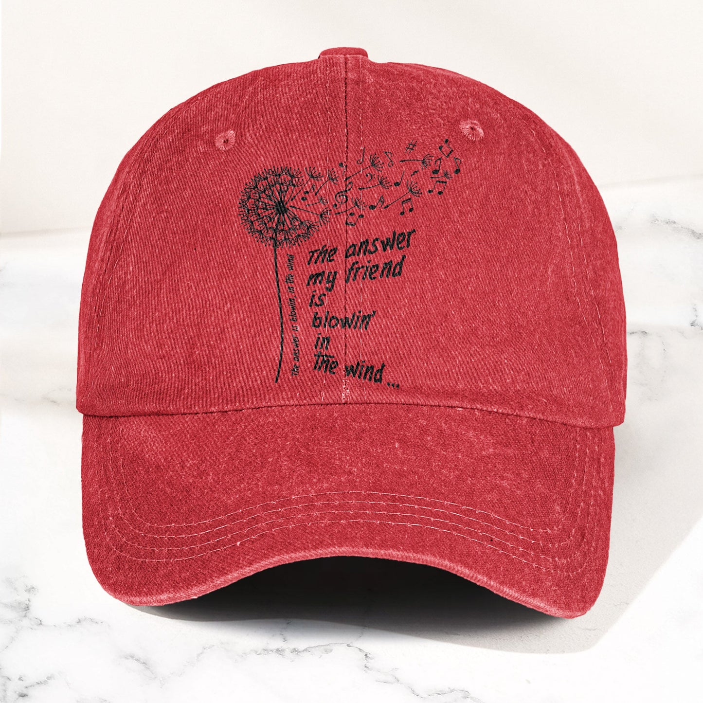 Bob Dylan Blowin In The Wind Dandelion Lyrics Folk Music Merch Denim Cap – Retro Vintage Dad Cap Gift For Dad (With Box)
