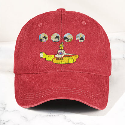 Yellow Submarine from The Beatles 1968 Cartoon Film Denim Cap – Retro Music Fan Concert Cap Gift For Dad (With Box)