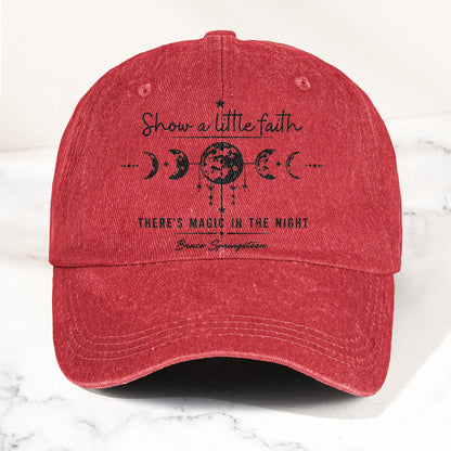 Bruce Springsteen Show a little faith, there's magic in the night Denim Cap – Retro Rock Music Fan Cap (With Box)