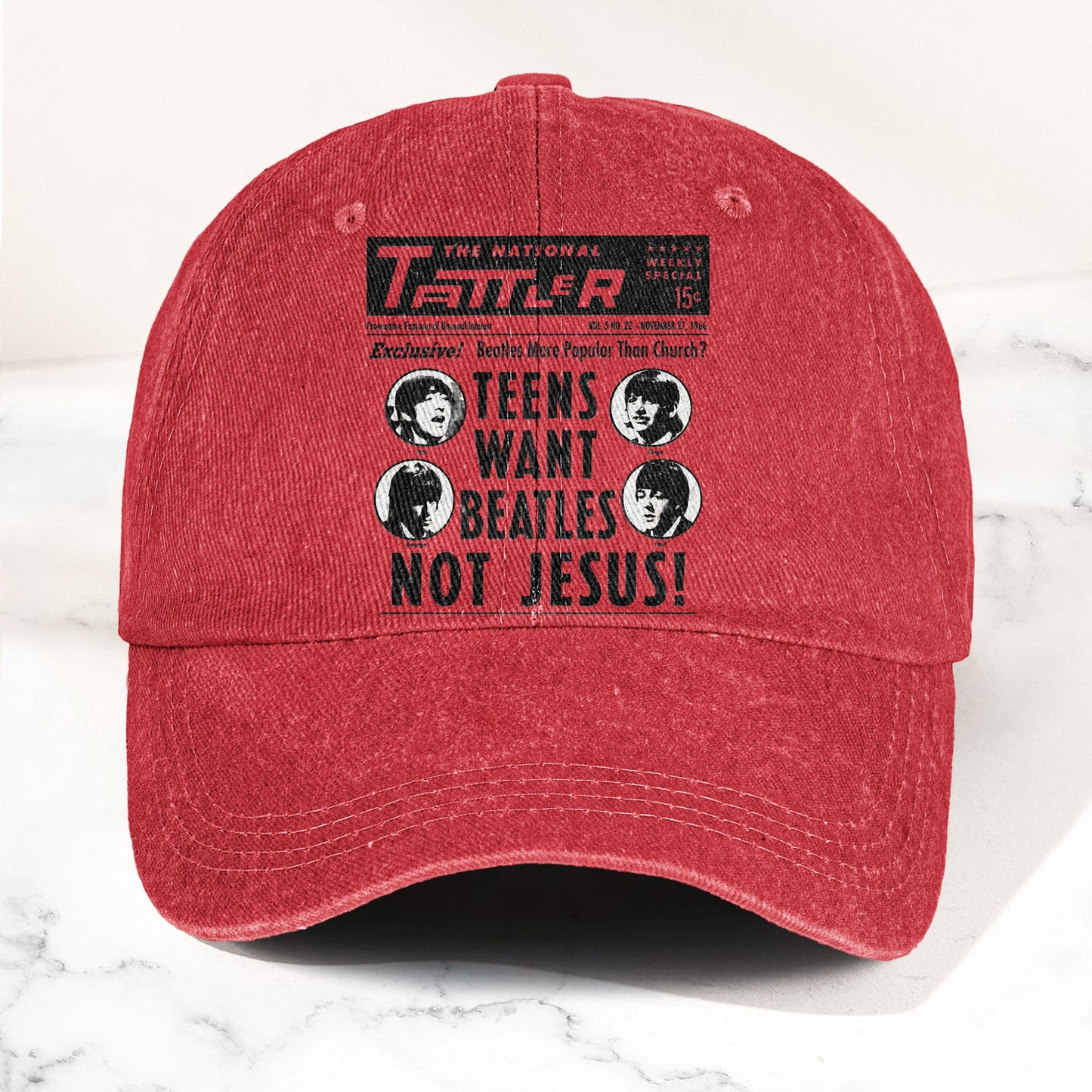Teens Want Beatles Not Jesus Denim Cap – Retro Rock Music Fan Cap (With Box)