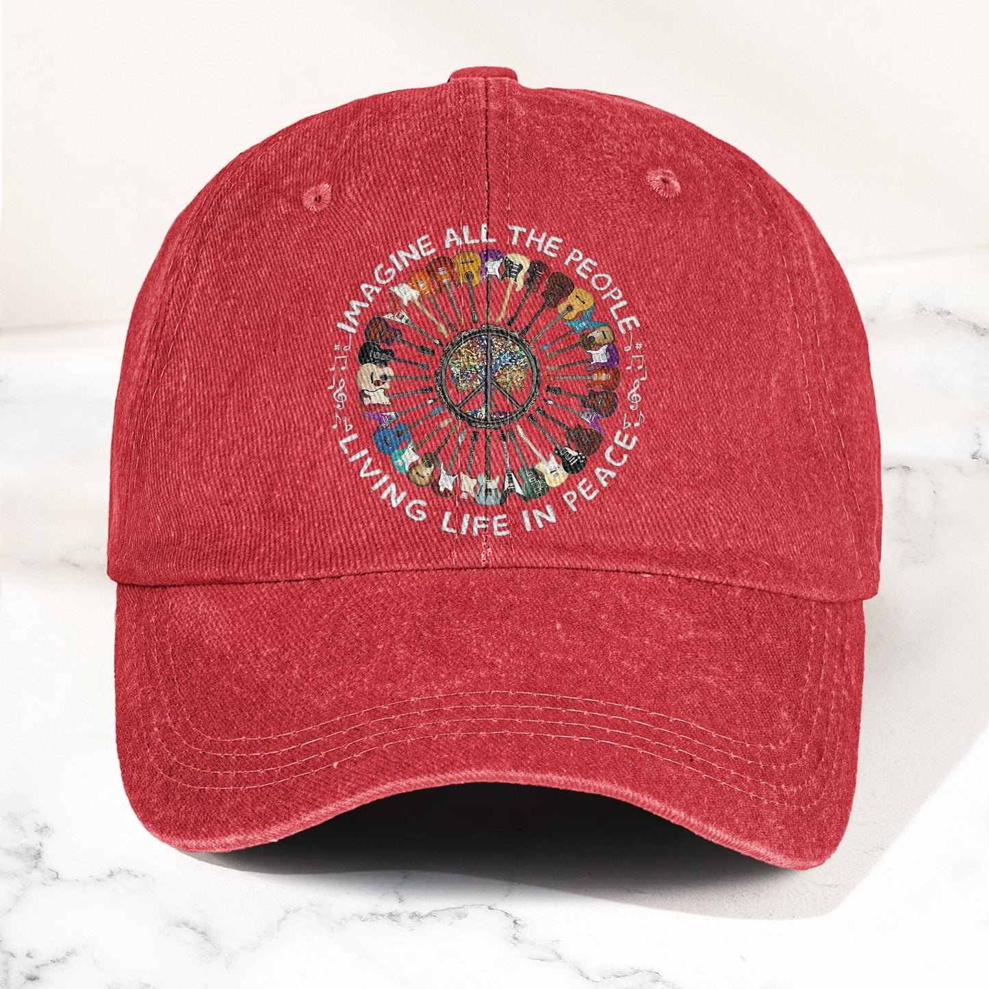 Imagine All The People Living Life In Peace Denim Cap – Retro Music John Lenon Cap Gift For Dad (With Box)