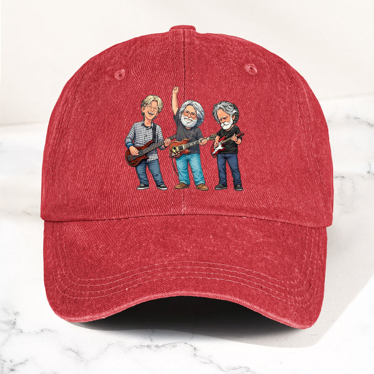 Grateful Dead Denim Dad Cap – Jerry Garcia Band Members Tribute Jam Band Hat (With BOX)