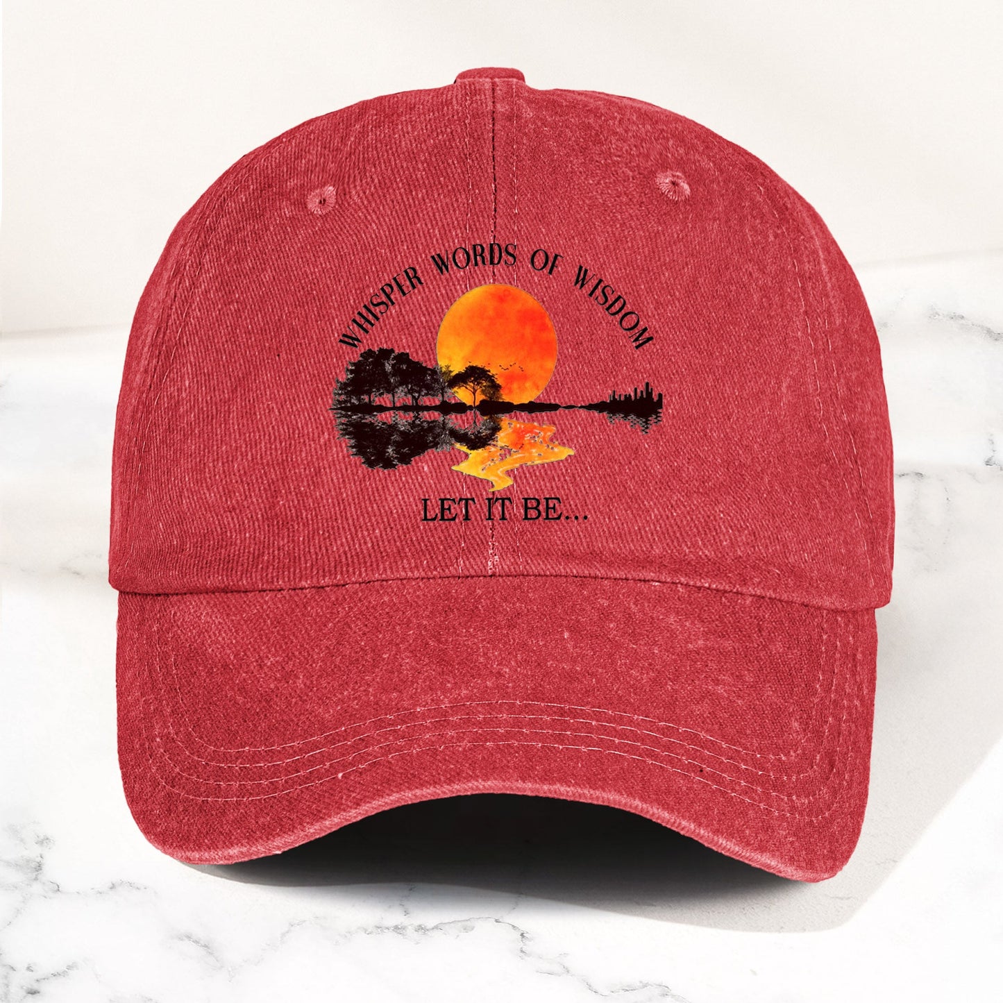 The Beatles Let It Be Whisper Words Of Wisdom Lyrics Graphic Denim Cap – Retro Rock Music Fan Cap (With Box)