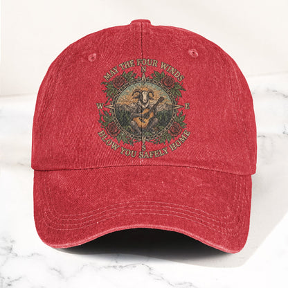 Grateful Dead Franklin's Tower May The Four Winds Blow You Safely Home Goat Lyrics Denim Cap – Retro Vintage Dad Cap Gift For Dad (With Box)