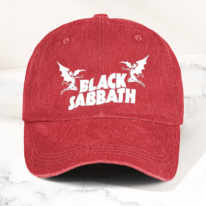Black Sabbath Denim Dad Cap – Classic Winged Demon Logo Design ( With BOX)