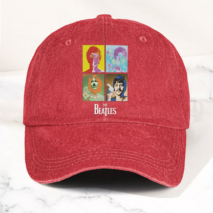 The Beatles Denim Dad Cap – Pop Art Portrait Grid Design (With BOX)