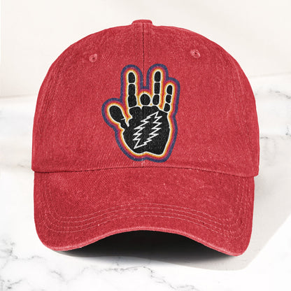 Grateful Dead Jerry Garcia Hand With Lightning Bolt Denim Cap – Retro Vintage Dad Cap Gift For Dad (With Box)