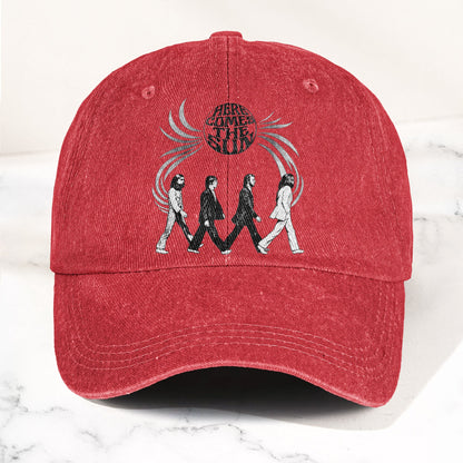 The Beatles Here Comes the Sun Denim Cap – Retro Rock Music Fan Cap Gift For Dad (With Box)