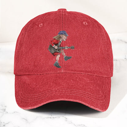 Angus Young In His Guitar Denim Dad Cap – Retro AC/DC Design (With BOX)
