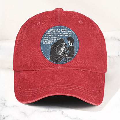 Billy Joel Piano Man Sing Us A Song Lyrics Vintage Graphic Denim Cap – Retro Vintage Dad Cap Gift For Dad (With Box)