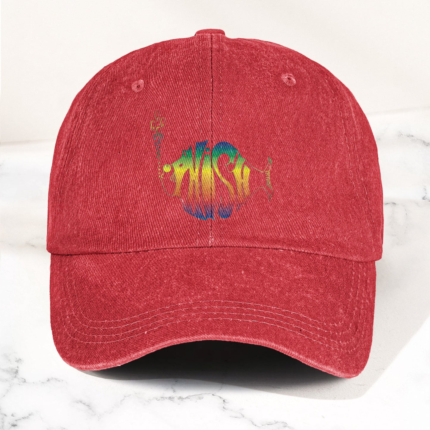 Phish Rainbow Fish Logo Denim Cap – Retro Music Phish Cap Gift For Dad (With Box)