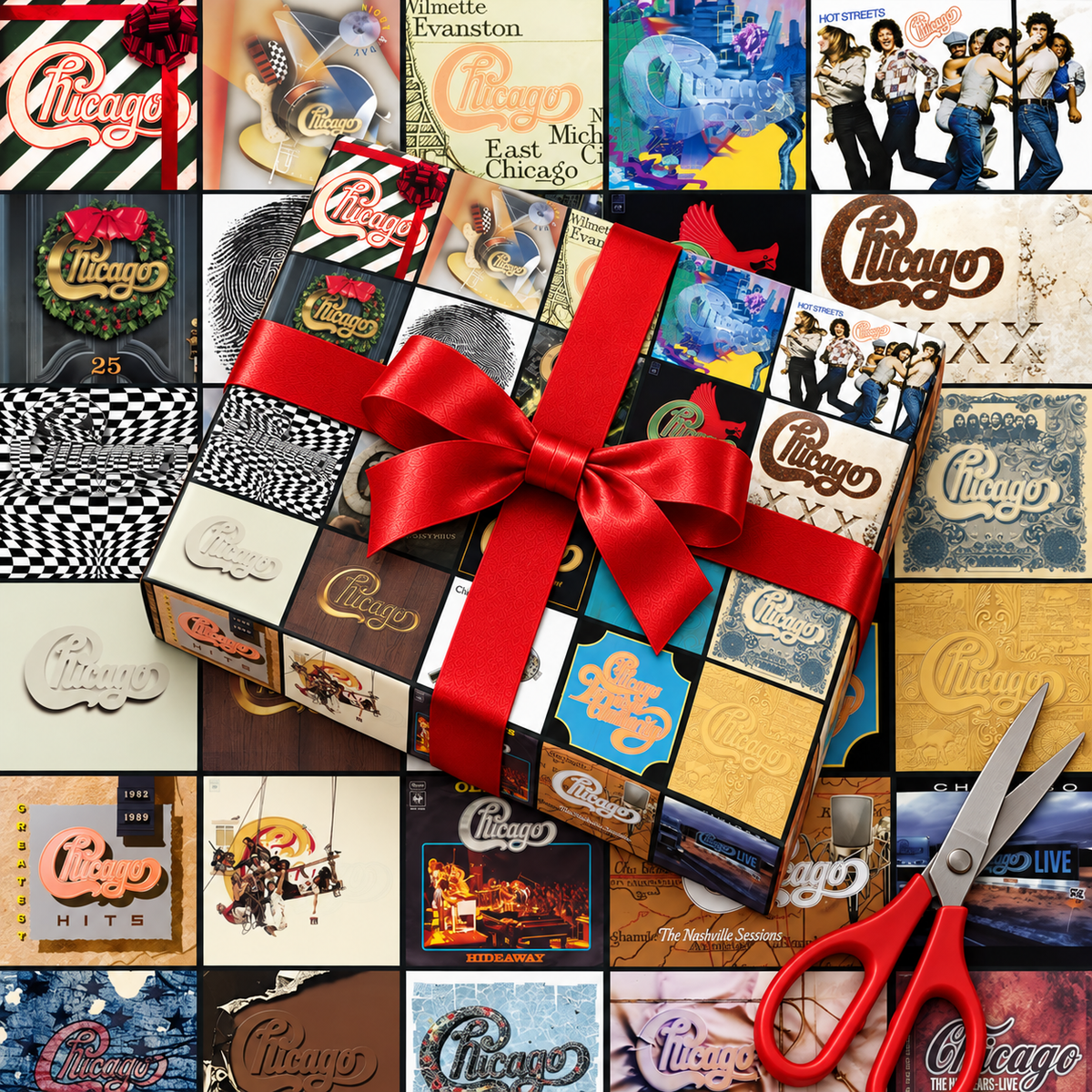 Chicago Band Album Cover Wrapping Paper Roll – Classic Rock Music Gift Wrap, Vintage Album Collage Christmas Wrapping Paper for Chicago Fans