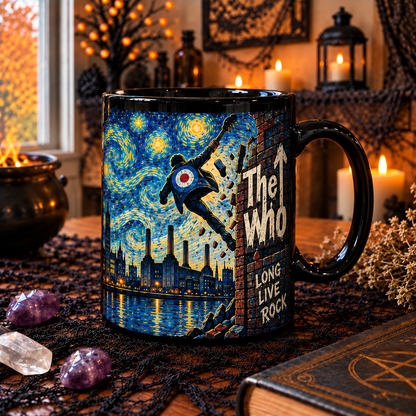 The Who Van Gogh Art Mug – Starry Night Rock Mug, The Wall Breakthrough Artwork, British Classic Rock Coffee Cup, Music Fan Gift