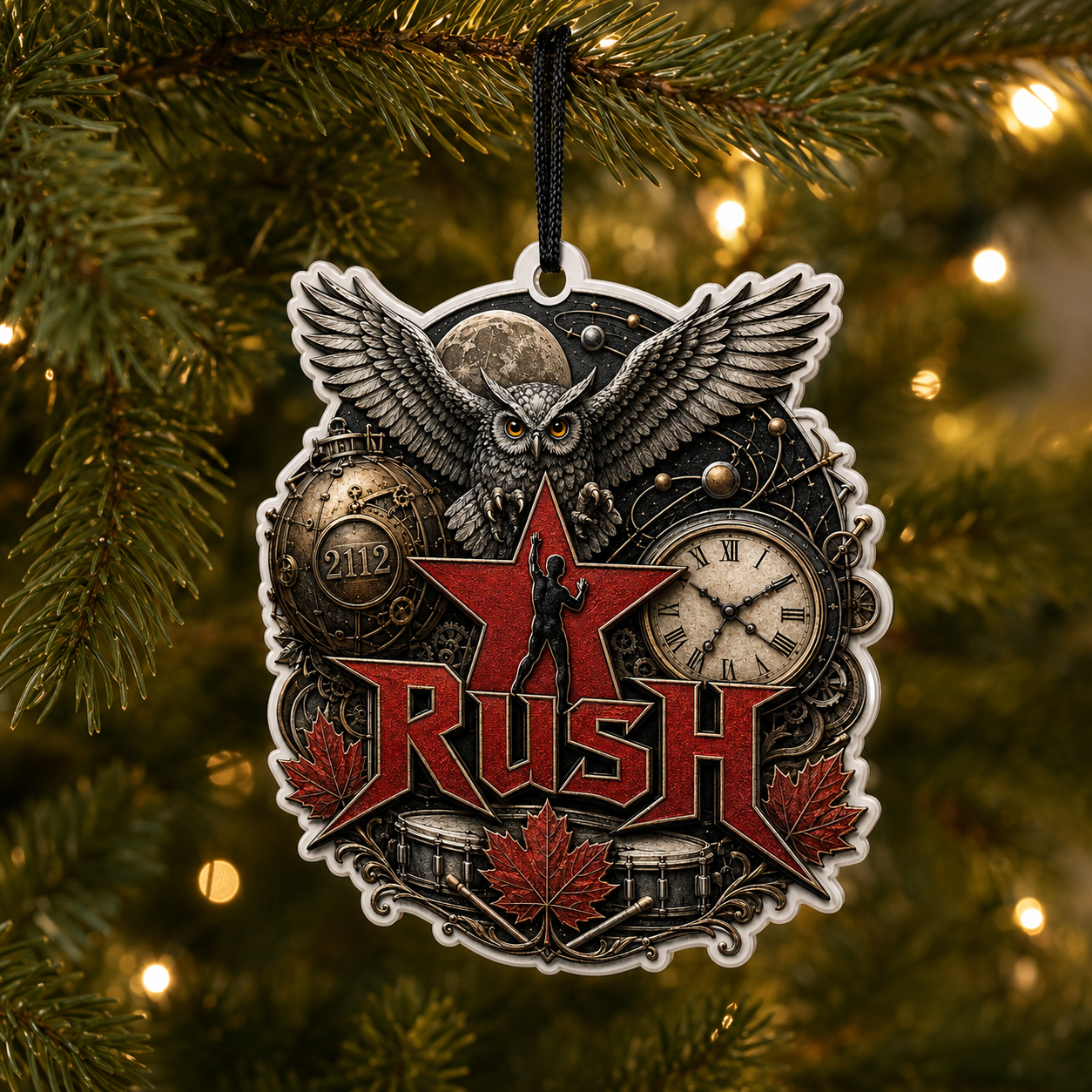 Rush 3D Raised-Effect Christmas Ornament – Steampunk Progressive Rock Decoration