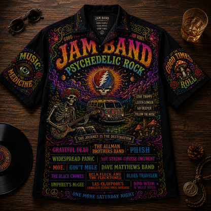 Jam Band Hawaiian Shirt - Unisex Psychedelic Rock Steal Your Face Summer Shirt