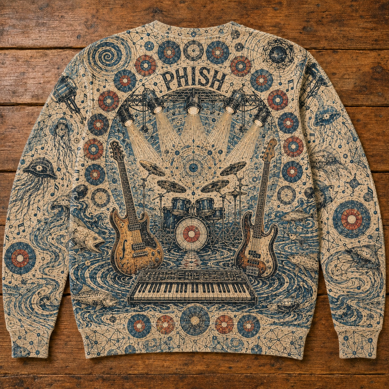 Phish Band Fish Logo Vintage Graphic Sweatshirt - Cosmic Psychedelic Jam Band Jumper
