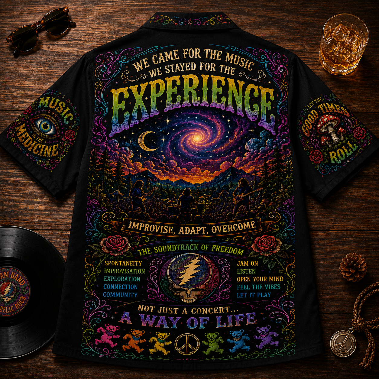 Jam Band Hawaiian Shirt - Unisex Psychedelic Rock Steal Your Face Summer Shirt