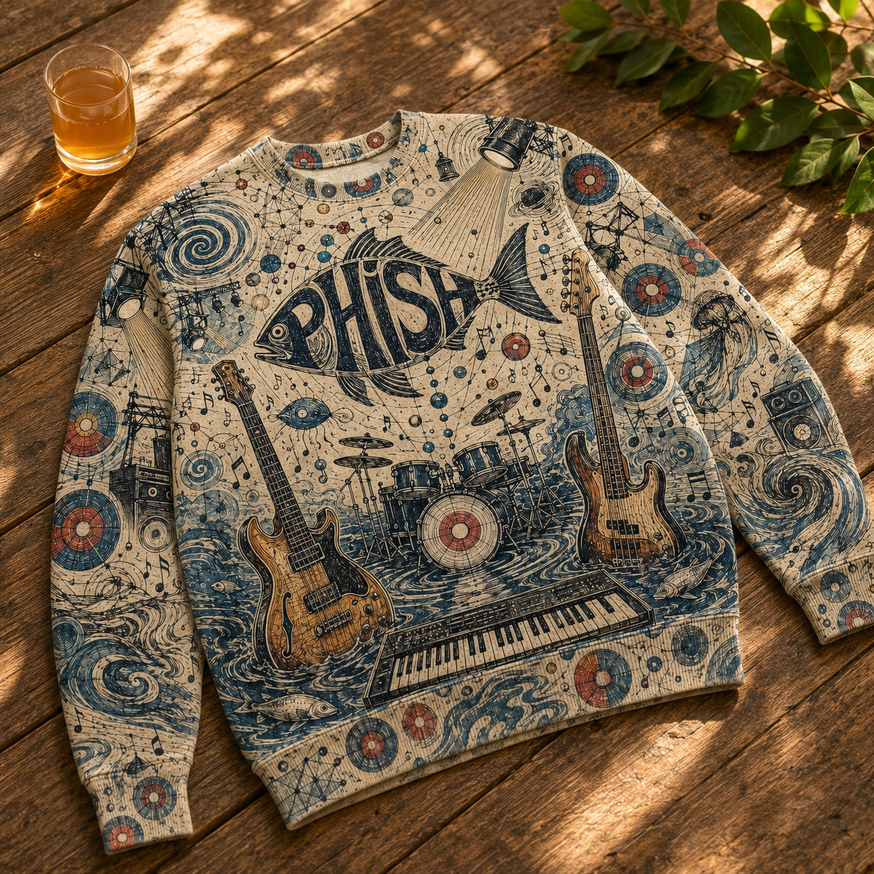 Phish Band Fish Logo Vintage Graphic Sweatshirt - Cosmic Psychedelic Jam Band Jumper