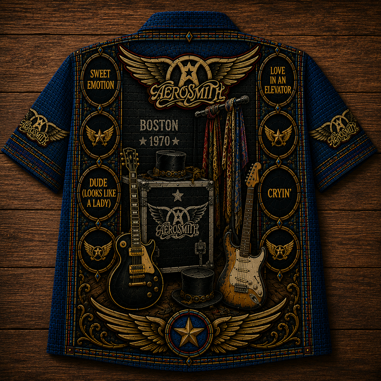 Aerosmith Stained Glass Hawaiian Shirt - Unisex Iconic Winged Button Up