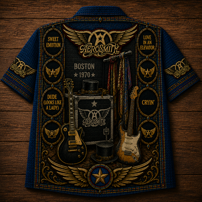 Aerosmith Stained Glass Hawaiian Shirt - Unisex Iconic Winged Button Up