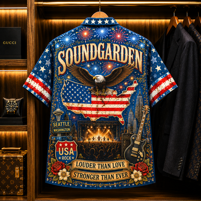 Soundgarden Hawaiian Shirt - Grunge Rock Band All Over Print AOP Button Up Shirt for Soundgarden Fans