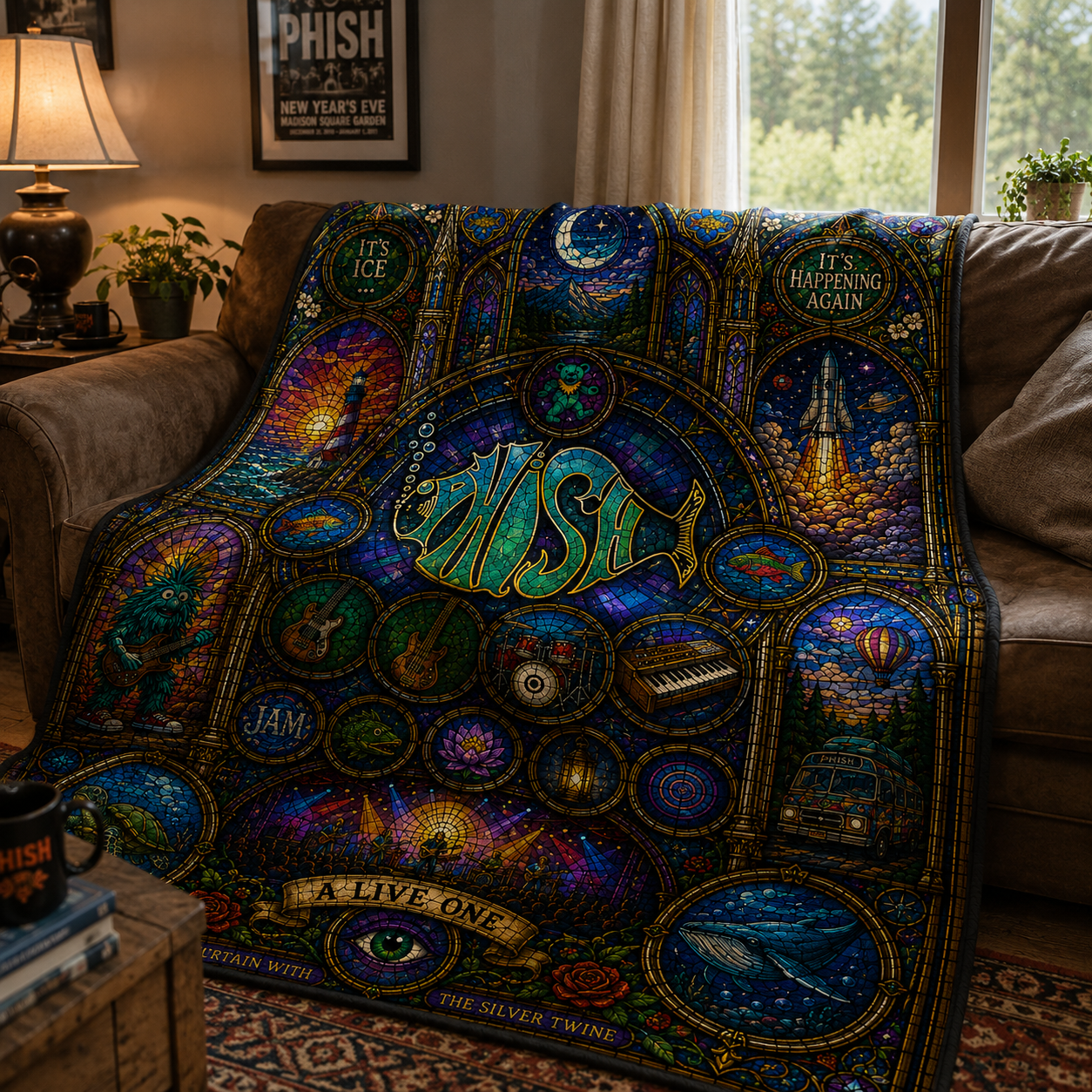 Phish Band Sherpa Blanket – A Live One Stained Glass Throw Blanket