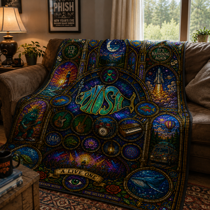 Phish Band Sherpa Blanket – A Live One Stained Glass Throw Blanket