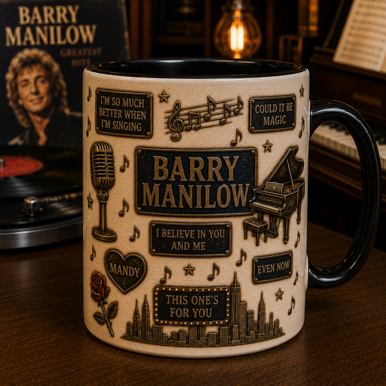 Barry Manilow Mug – Can’t Smile Without You Coffee Cup, Music Lover Gift for Barry Manilow Fans