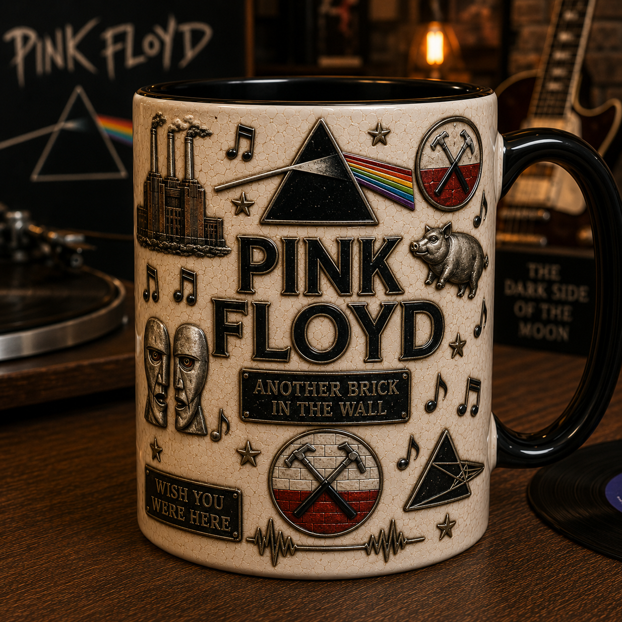 Pink Floyd Mug – Dark Side of the Moon Coffee Cup, Comfortably Numb Classic Rock Gift for Fans