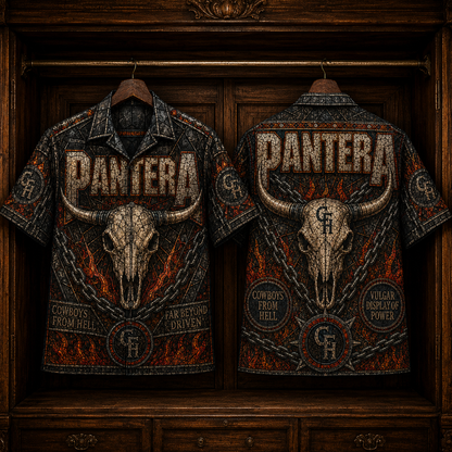 Pantera Hawaiian Shirt - Stained Glass Heavy Metal All-Over Print Button-Up Shirt