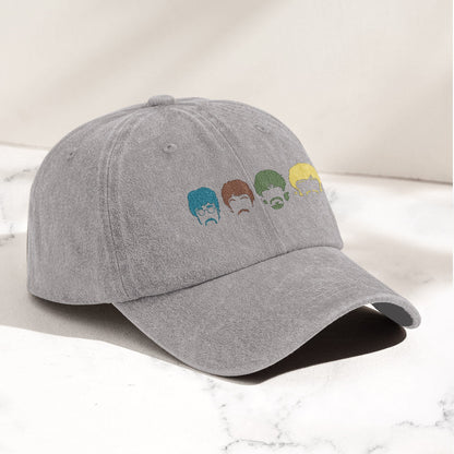 The Fabulous Four Faces Denim Cap – Retro The Beatles Tribute Merch Dad Hat (With Box)