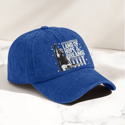 Bruce Springsteen Land of Hope & Dreams American Tour Denim Cap – Retro Rock Music Fan Cap (With Box)