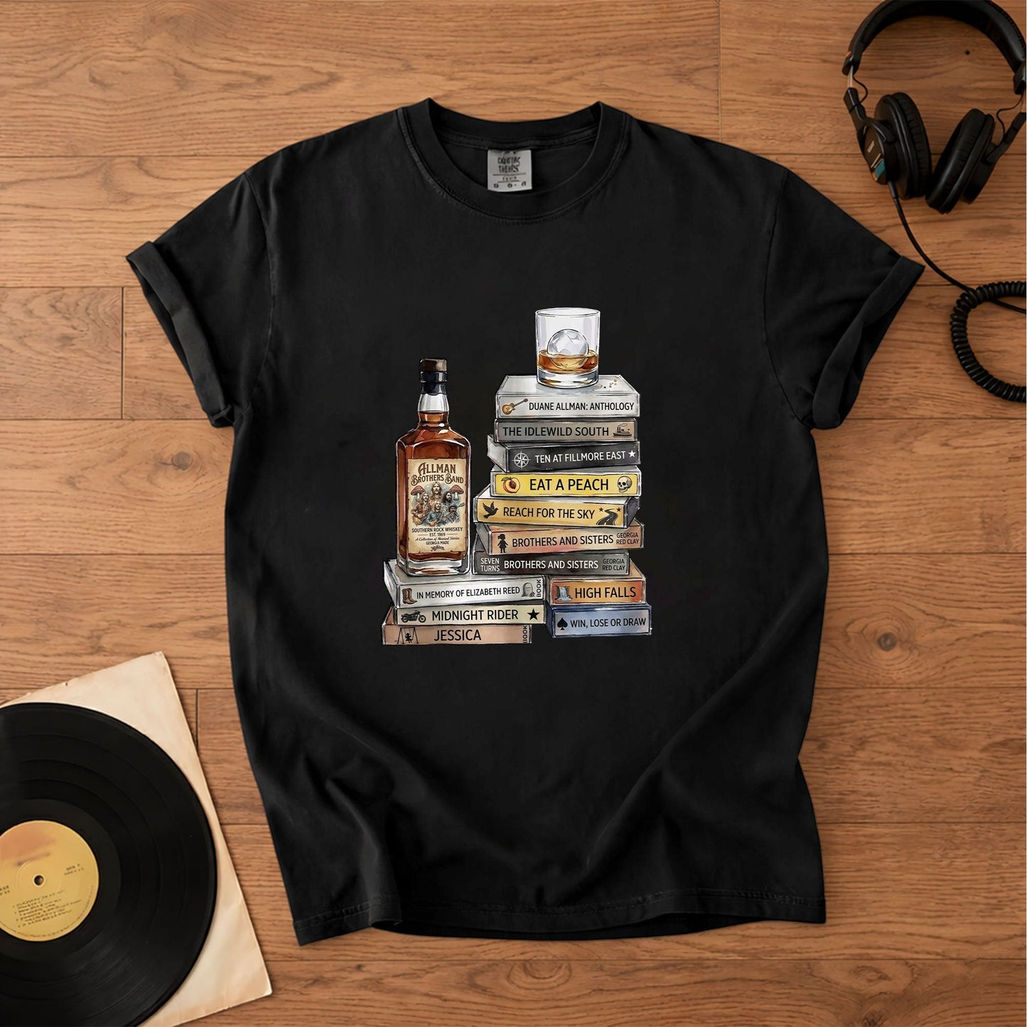 Allman Brothers Band Cassette Album Collection Vintage T-Shirt – Retro Rock Music Allman Brothers Band Merch Tee