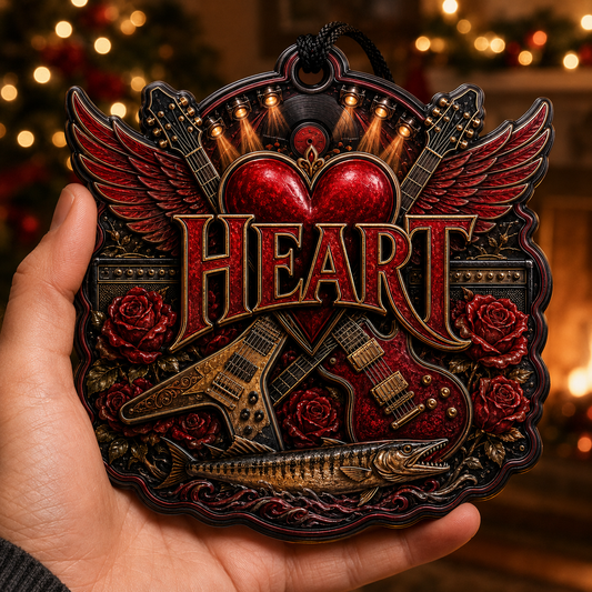 Heart High-Definition 3D Print Ornament – Winged Logo and Barracuda Gift for Fans