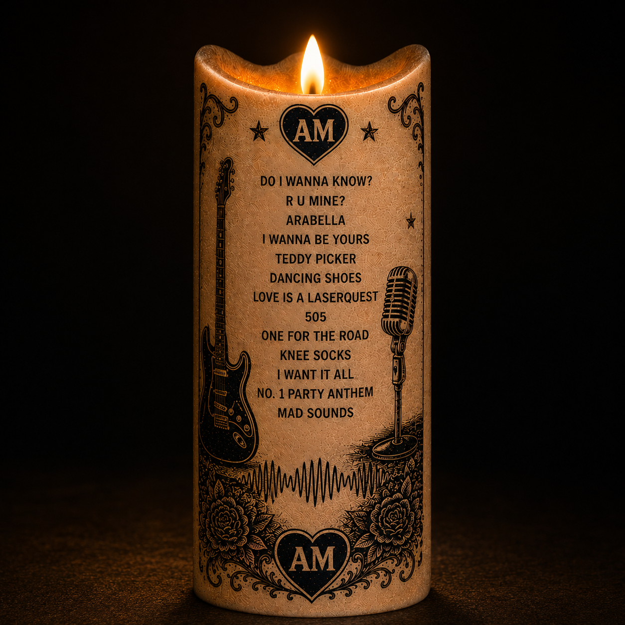 Arctic Monkeys Flameless LED Candle, Indie Rock Music Candle, AM Album Inspired Decor, Music Lover Gift