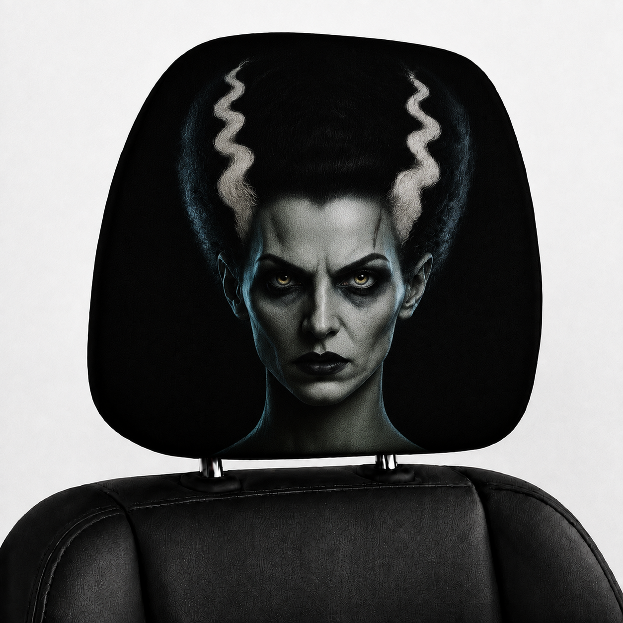 Frankenstein & Bride of Frankenstein Car Headrest Cover Set – Horror Couple Halloween Auto Decor