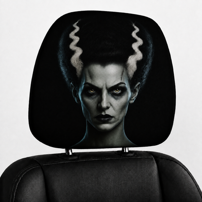 Frankenstein & Bride of Frankenstein Car Headrest Cover Set – Horror Couple Halloween Auto Decor