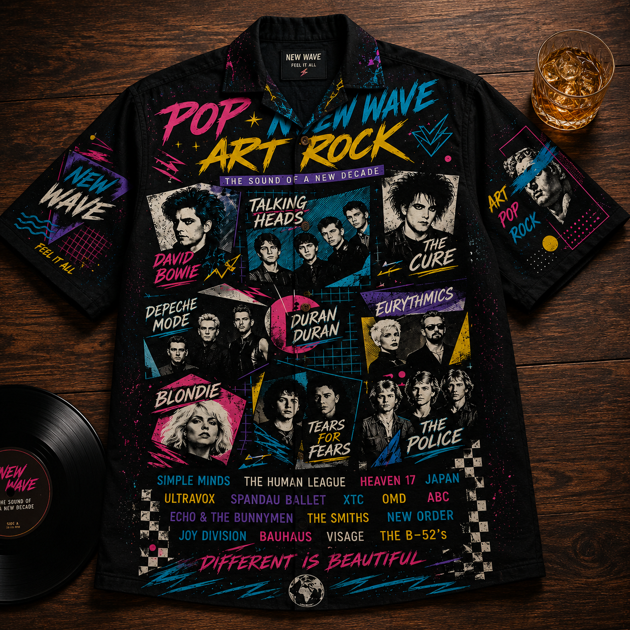 New Wave Art Rock Hawaiian Shirt - Unisex Casual Forever Young Button Up