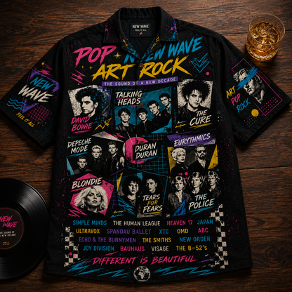 New Wave Art Rock Hawaiian Shirt - Unisex Casual Forever Young Button Up