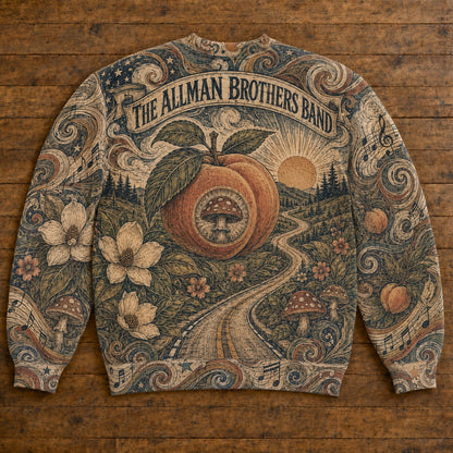 The Allman Brothers Band Vintage Sweatshirt - Retro Peach & Mushroom Rock Pullover