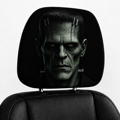 Frankenstein & Bride of Frankenstein Car Headrest Cover Set – Horror Couple Halloween Auto Decor