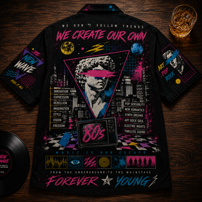 New Wave Art Rock Hawaiian Shirt - Unisex Casual Forever Young Button Up