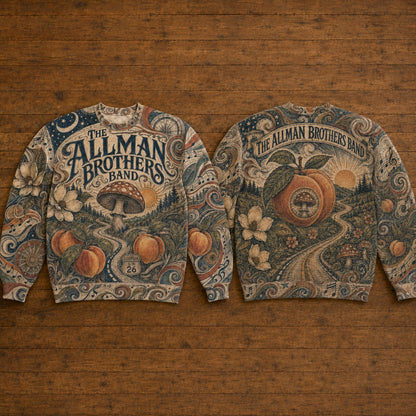 The Allman Brothers Band Vintage Sweatshirt - Retro Peach & Mushroom Rock Pullover